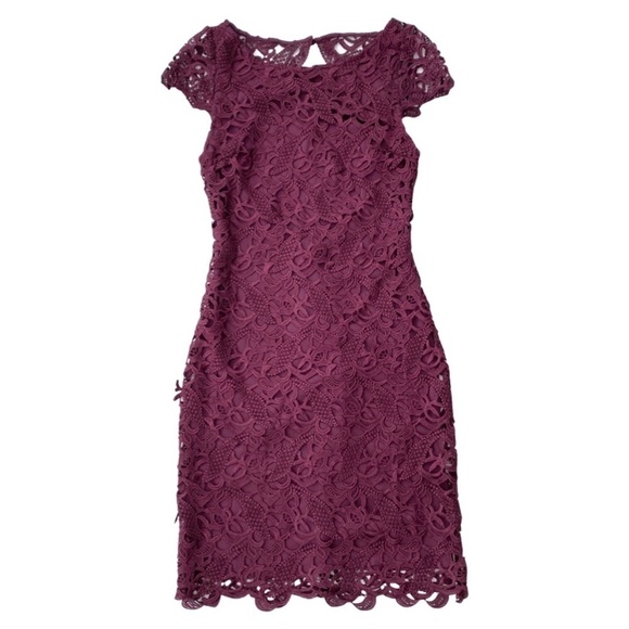 Alice + Olivia Burgundy Backless Lace Dress Size 2 - Picture 2 of 7